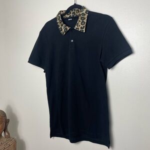 NWT The Kooples Men’s Cheetah Collar Polo Size S